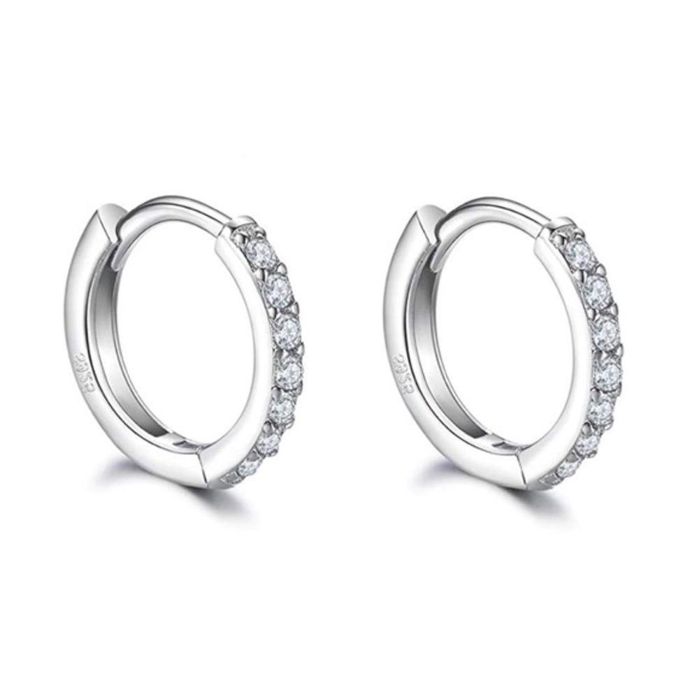 925 Sterling Silver Small Hoop Earrings 10MM - Picture 3 of 4